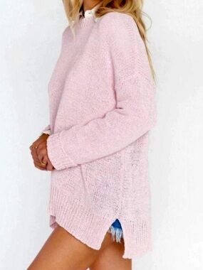 SHOW ME YOUR MUMU Anya Chunky Oversized Loosefitting Sweater in Blush Pink Knit
